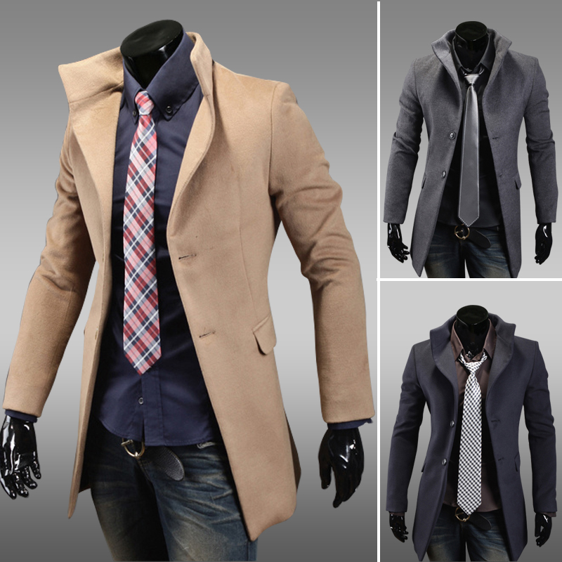 mens long coats for winter casual outerwear plus size mens slim trench coat slim fit trench coat single breasted woolen trench