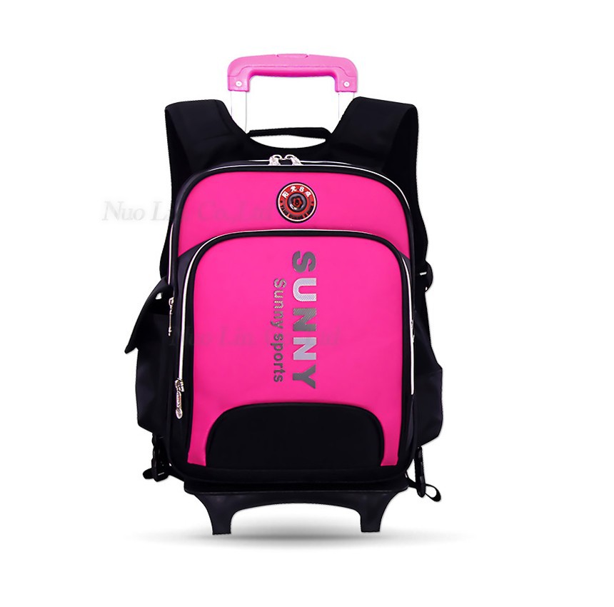 2015 New School Backpack Wheels Nobility School Kids Trolley Wheeled School Bag Double Shoulder
