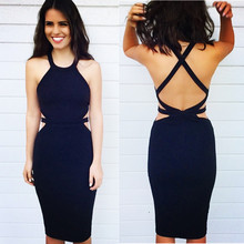 New Arrival Black Color Ladies Sexy Bodycon Dress HL Bandage Dress Sleeveless Club Night Dress