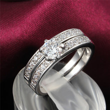2PCS Classic 0 8 Carat Bridal wedding Ruby Sapphire CZ Diamond ring Engagement rings set for