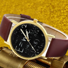 Brown Mathematical Formula Einstein E=MC2 Equation Watch Faux Leather Dress Wristwatch