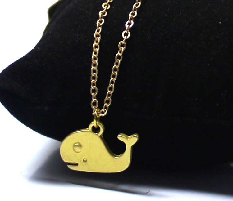 Dainty cute Tiny Whale Necklace Gold Whale charm necklaces Kawaii Pendant Nautical Animal Necklace women fine