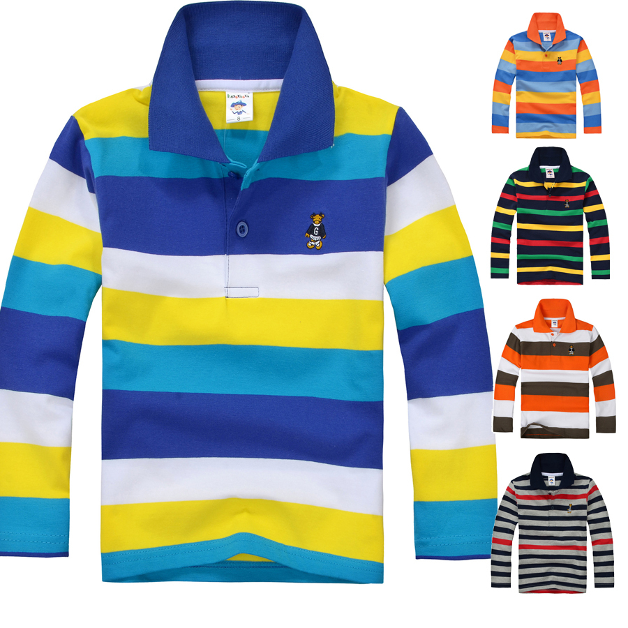 Top quality boys t shirt kids toddler big boys clothing long sleeve 100 cotton striped tops