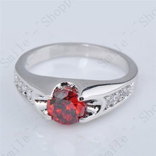 Size 6 7 8 9 10 Red Ruby Wedding Jewelry White Sapphire 10KT White Gold Filled