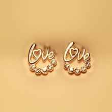 New Arrival cute Gold Plated LOVE Heart Crystal Stud earring For Women Fancy Jewelry Free shipping