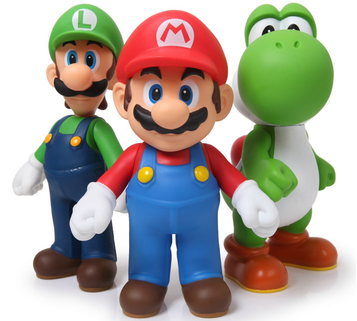 3 pcs/set PVC 5'' Super Mario Bros Luigi Mario Action Figure Toys Super Mario Figure Model Doll Toy For  Children