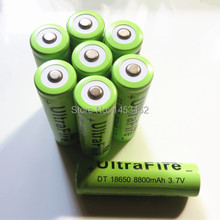 New 8pcs/lot ultrafire 8800mah 18650 rechargeable battery 3.7v li-ion battery Free shipping