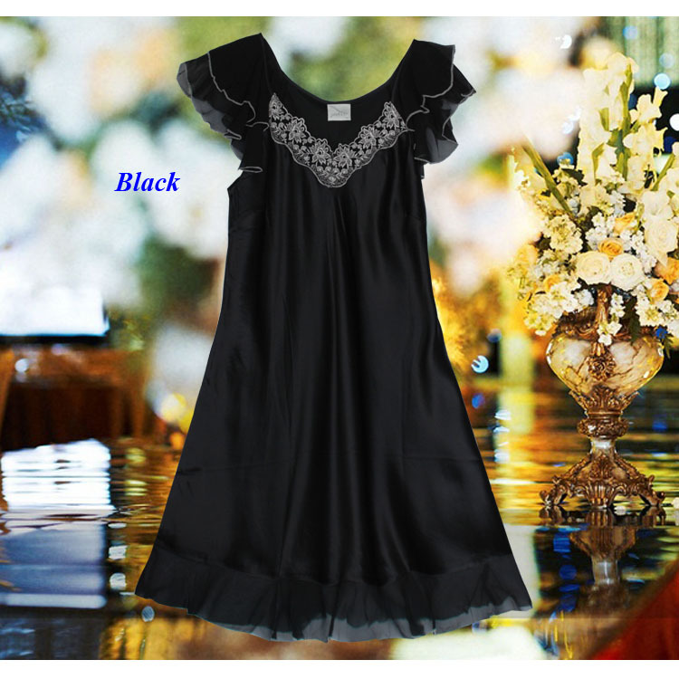 Luxury heavy pure silk female nightgown plus size,100% mulberry silk princess sleeping dress,100% silk ruffles dress,19 momme