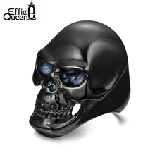 DALI Newest Coming Gothic Men’s Biker Stainless Steel Ring Fashion Black Skull Cool Man Finger Rings WTR92