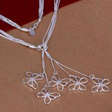 Promotion price,Fashion Jewelry,925 silver women 5 butterfly pendant Necklace,Wholesale 925 silver Jewelry,Christmas Gift