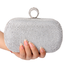 NEW Rhinestones women clutch bags diamonds finger ring evening bags crystal wedding bridal handbags purse bags holder