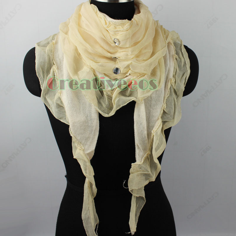Stylish Fashion Women Girl s Stitching Chiffon Trim Ruffle Triangle Scarf Shawl Wrap New