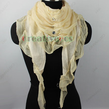 Stylish Fashion Women Girl s Stitching Chiffon Trim Ruffle Triangle Scarf Shawl Wrap New