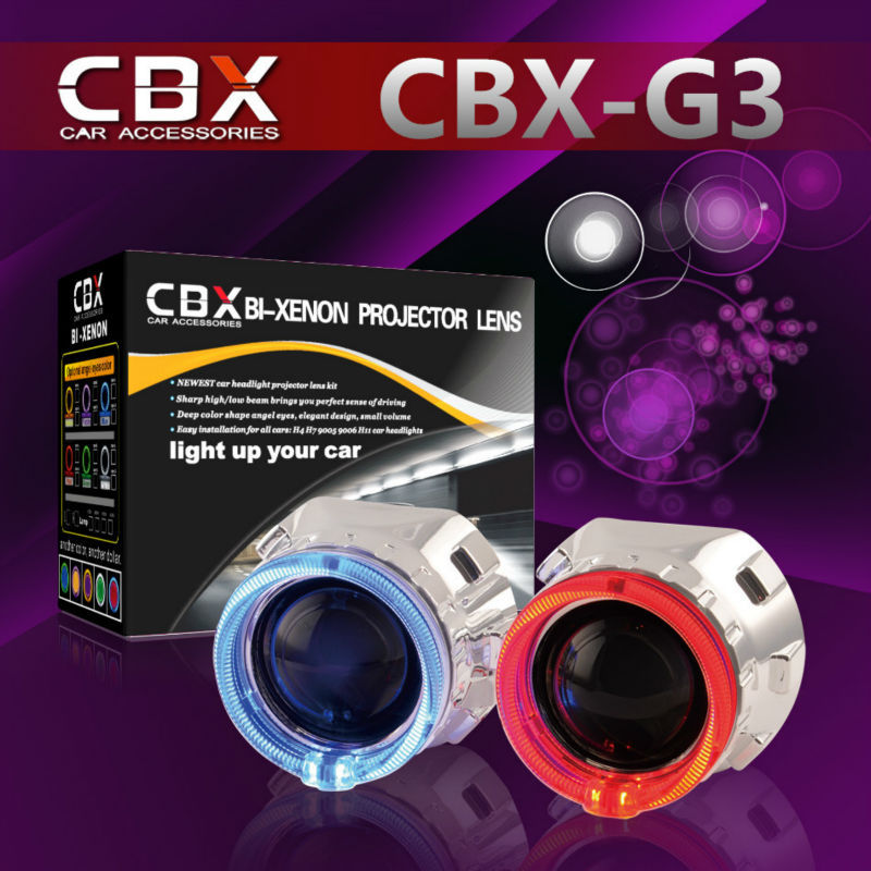 2.5 inches H1 Mini HID Bi-xenon Projector Lens LHD/RHD with 35W HID Ballast LED Angel Eye for Car Headlight HID Bulb 4300K-8000K
