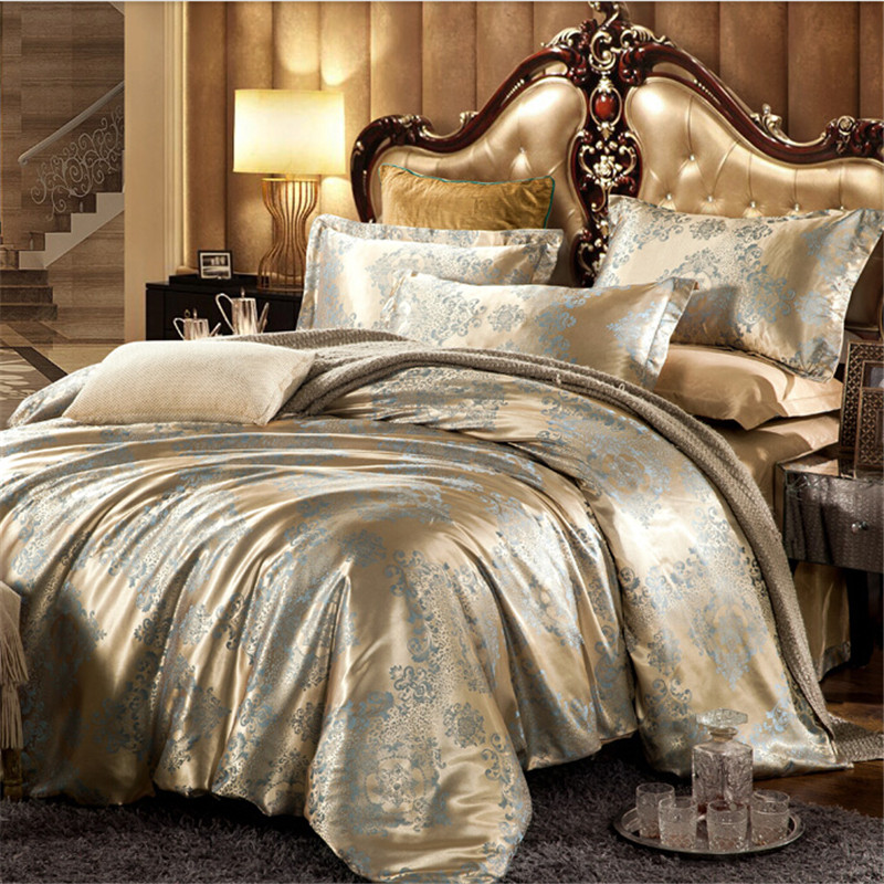 Luxury bedding set Silk 4pcs bedclothes bed linen sets Queen King size Quilt/duvet cover set bedsheets cotton bedcover