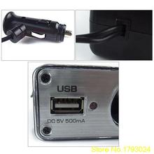 2015 Hot 12V 3 Way Car Cigarette Lighter Power Spliter Sockets USB DC Adapter Charger