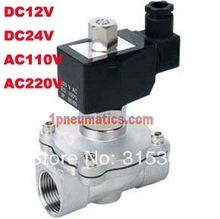 Free Shipping G3/4″ Stainless steel Solenoid Valve VITON Normally Open for Acid Water Air Oil DC12V DC24V AC110V or AC220V VOLT