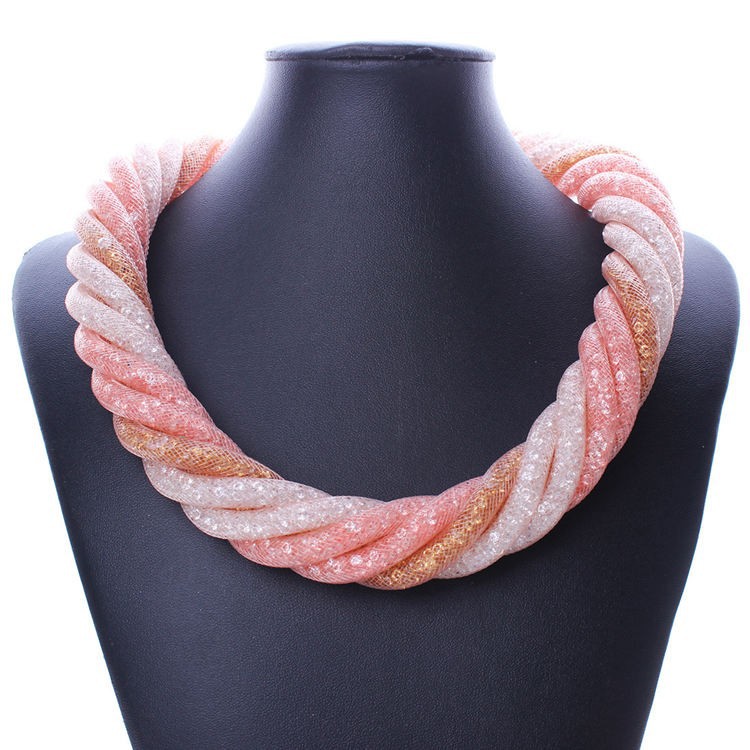 Twisted Mesh Crystal Necklace