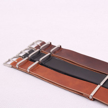 Nato Brown negro PU cuero 24 mm venta al por mayor correas de reloj moda hombres mujeres Casual relojes correas reloj Band Buckle 24 mm cinturones