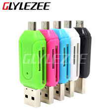 2 in 1 USB OTG Card Reader Universal Micro USB TF/SD Card Reader Phone Extension Headers Micro USB OTG Adapter For Android