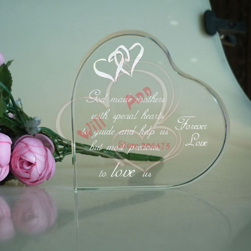 50PCS/LOT Personalized Crystal Heart Paperweight Souvenirs Wedding