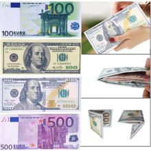 Chic Unisex Mens Womens Currency Notes Pattern Pound Dollar Euro Purse Wallets 2016 Fashion