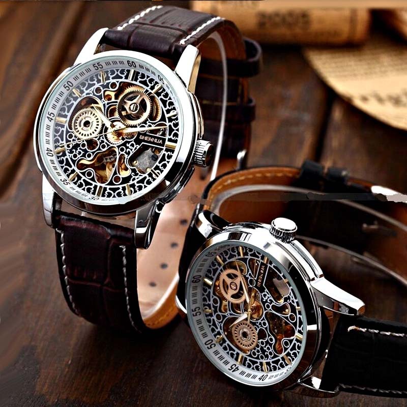 Reloj Hombre Shanghai Shenhua Automatic Mechanical Watches Men Fashion Vintage Skeleton Mechanical Watch Erkek Kol Saati