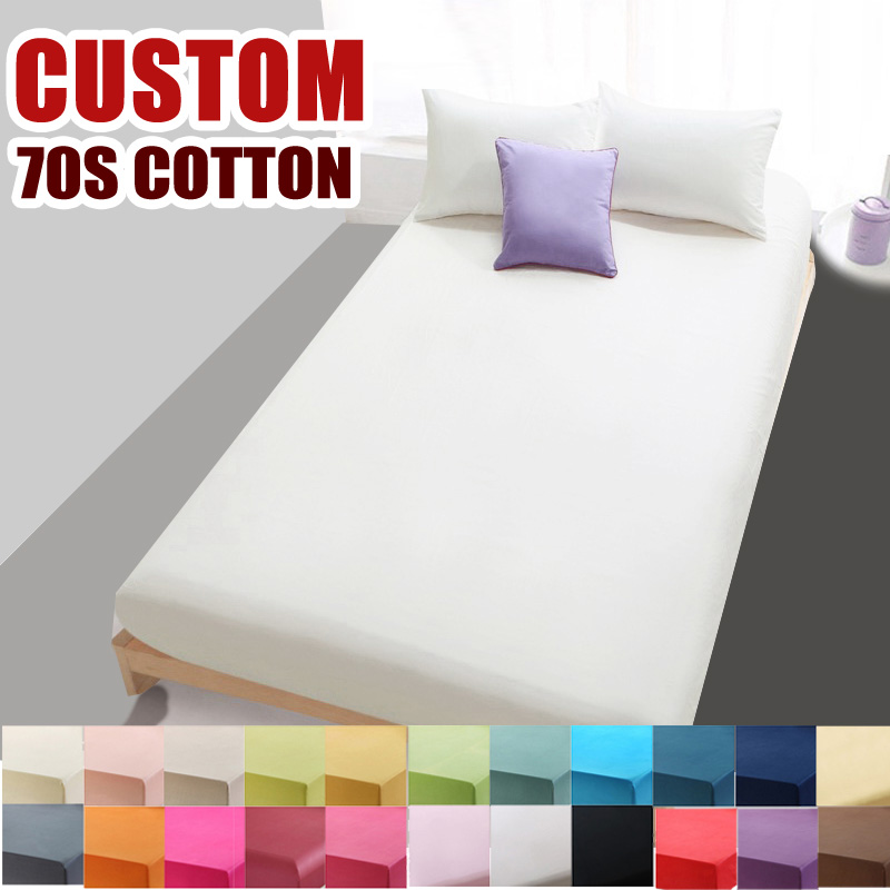Custom 70S Cotton Solid Bed Sheet for double single fitted sheet bedding linens sheets,High-density bed sheet White Black#9115