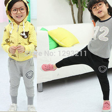 Kids Pants Smile Pattern Casual Harem Pants Baby Cotton Trousers 1 6Y