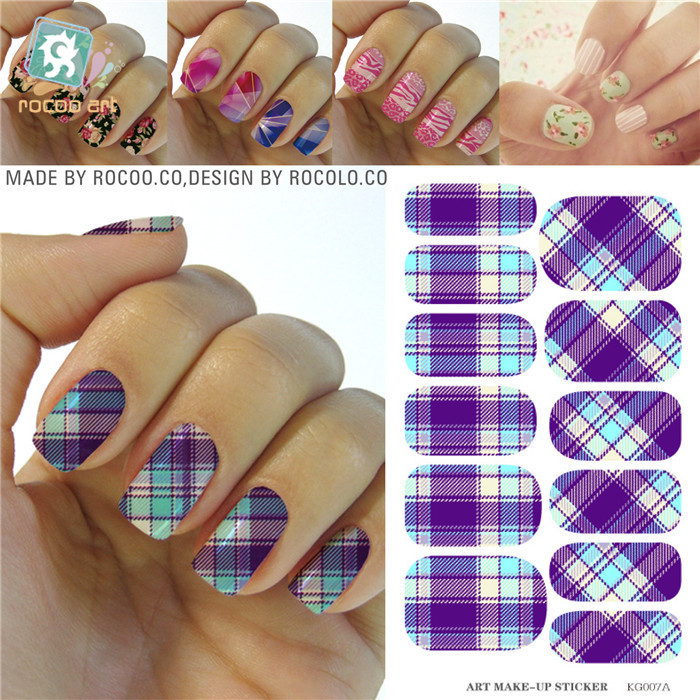 Modern Purple White font b Tartan b font Water Transfer Design Nails Stickers Manicure Styling Tools