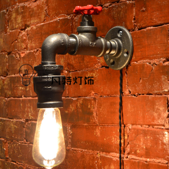 Loft American country industrial wind restoring ancient ways wall lamp creative pipe lamp light bar coffee shop design