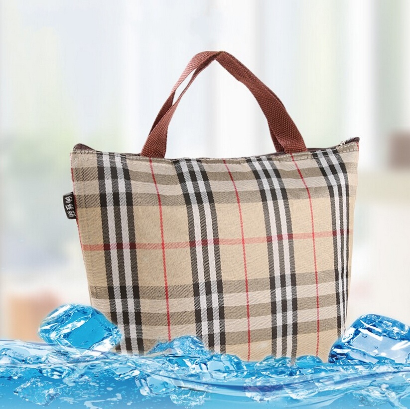 Outdoor Goods stripe Oxford nylon isothermic bag as hand held insulated cooler bag food baby bottle warmer bag handbag