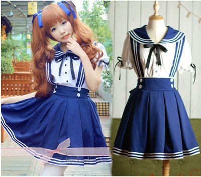 Free Shipping Japanese School Uniform Anime Girl Sailor Lolita Dress Maid Cosplay Costume