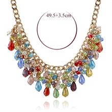 Bohemian Statement Necklace For Women Natural Stone Gold Crystal Ethnic Red Ruby Jewelry Maxi Bijouterie Collier