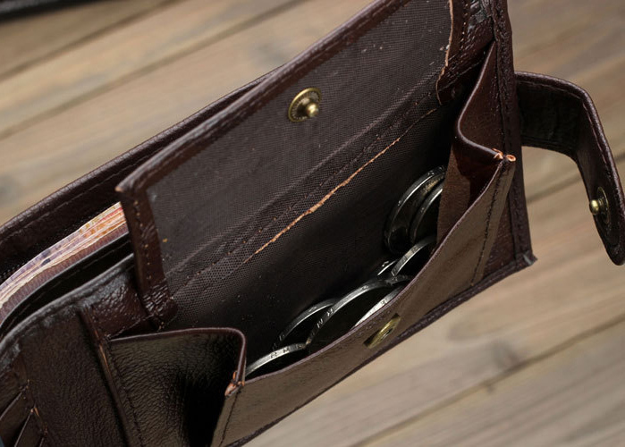 Hot Sale fashion new Fine quality men genuine leather wallet coin pocket black brown colors purse