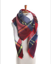 2016 Lady Blanket Pashmina Cashmere Plaid Cozy Checked Tartan Scarf Wraps shawl