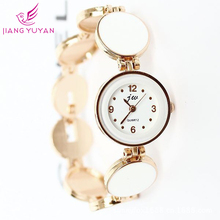 Charm pulsera relojes estilo moda venta al por mayor de la astilla Rose Casual chapado en oro Rhinestone pulsera de mujer relojes