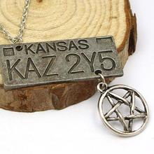 free shipping Movie Jewelry Supernatural Dean License Plate Pendant Necklace New Fashion Vintage Necklace For Everyone