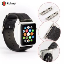 7 colores Unisex de cuarzo Kakapi cocodrilo textura de cuero banda moda y ocasional analógico correa conector para Apple reloj 38 mm 42 mm