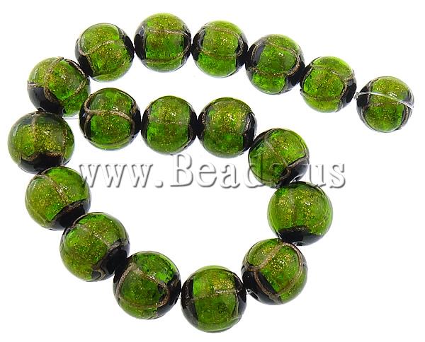 Free shipping!!!Gold Sand Lampwork Beads,Hot Selling, Round, green, 16mm, Hole:Approx 2mm, Length:Approx 11 Inch, 5Strands/Lot