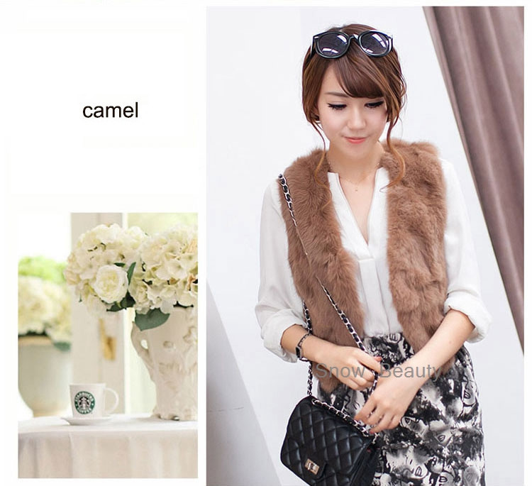 women rabbit fur vest short (15)