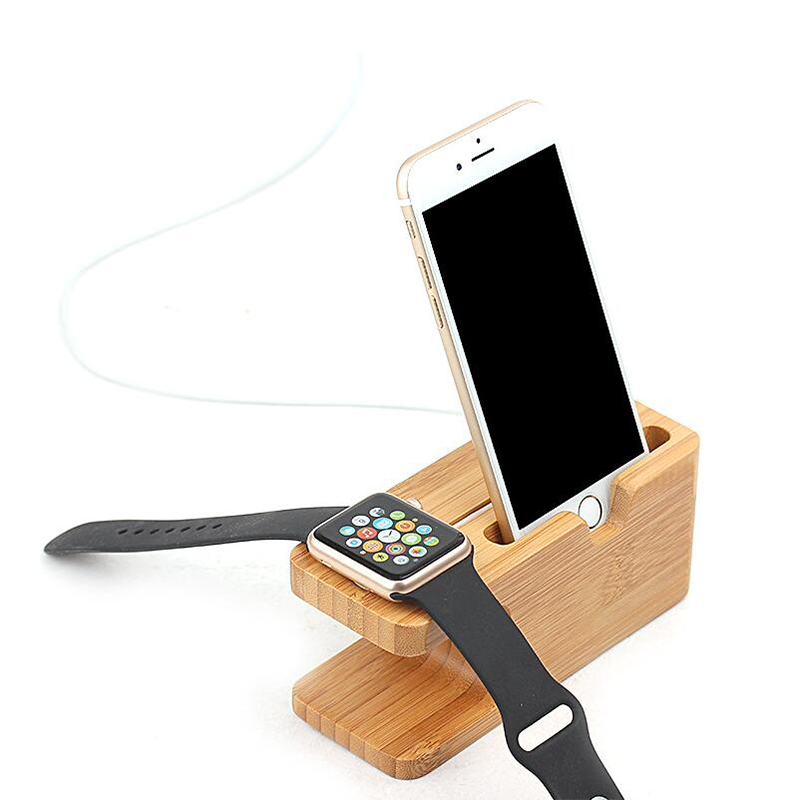2016 For Apple Watch Mobile Phone Watch Charging Base Bracket Combo Rack bamboo beech Wooden phone