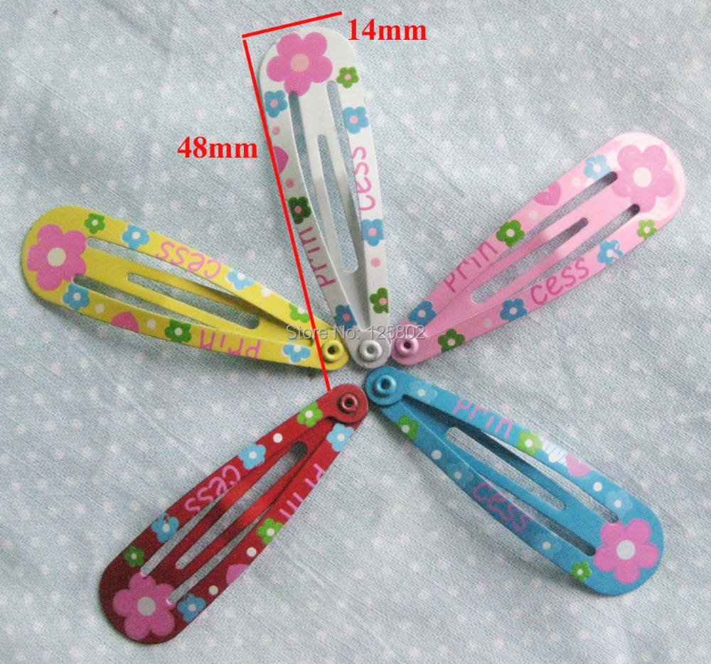 48mm 20pcs Flower Printed Cute pins hair clips Girls Hair Accessories