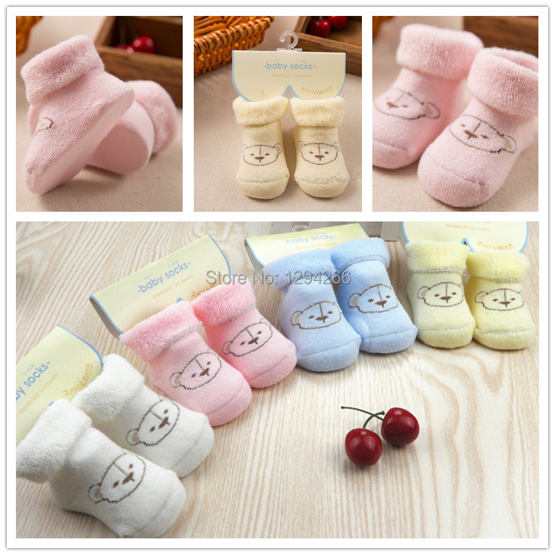 1 pairCartoon Baby Socks Newborn Unisex Slipper Shoes Boots With Cute Bear New Free Shipping dDgL