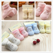 1 pairCartoon Baby Socks Newborn Unisex Slipper Shoes Boots With Cute Bear New Free Shipping dDgL