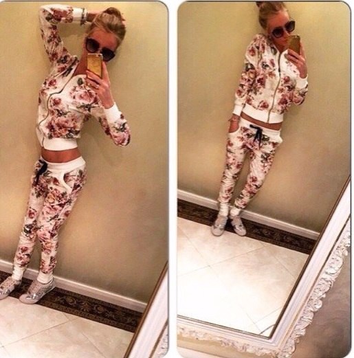 2015-Floral-Printing-Women-tracksuit-Sports-Printing-Casual-White-and-Red-Full-sleeves-with-Zipper-high
