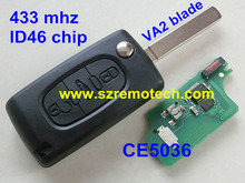 CE0536 3 Buttons Remote Flip Folding Key 433MHz with ID46 chip for CITROEN C2 C3 C4 C5 C6 Car Alarm Keyless Entry Fob