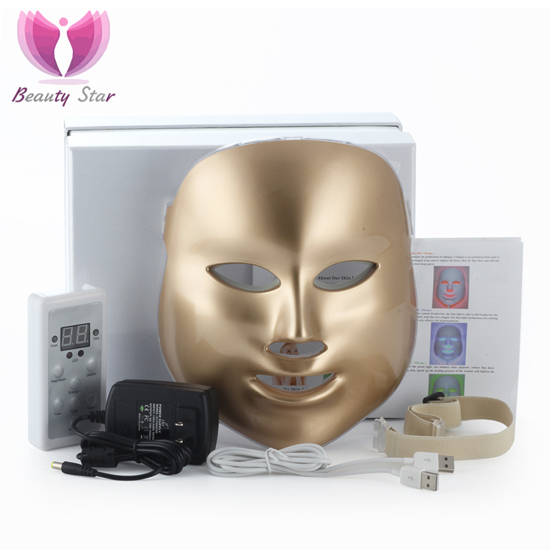 Фотография LED Facial Mask 3/7 Color LED Photon Facial Mask Wrinkle Acne Removal Face Skin Rejuvenation Facial Massage Beauty Spa Device