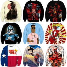 Hipster 3D Sweatshirt Anime Bastard Deadpool Sweatshirt Harajuku Style Star Wars/Goku/Deadpool Crewneck Pullovers Men Outerwear
