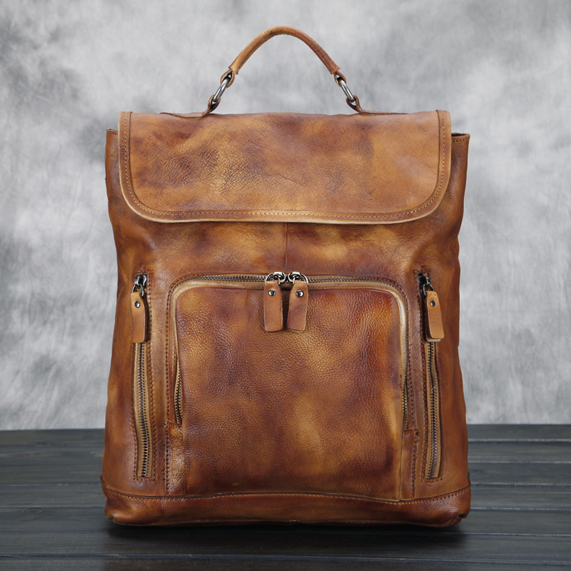 Luxury Vintage Casual Genuine leather Cowhide men Backpacks fashion shoulder bag travel backpack mochila 2015 New